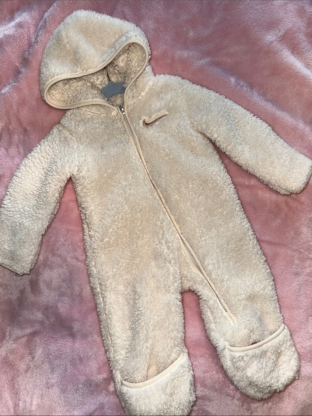 Nike Cream Hooded Sherpa One-Piece 6 m